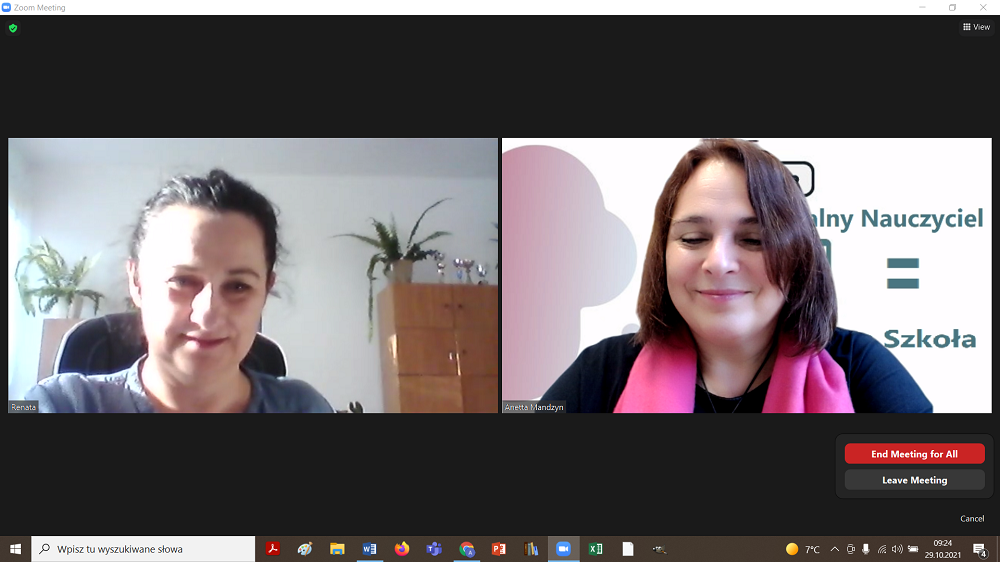 Szkolenie online w ramach projektu Zdalny Nauczyciel Zdalna Szkoła - zrzut ekranu z aplikacji ZOOM